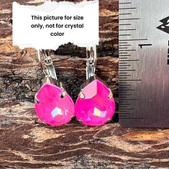 Earrings with reddish/pinkish Swarovski crystal - Picture 4 of 5